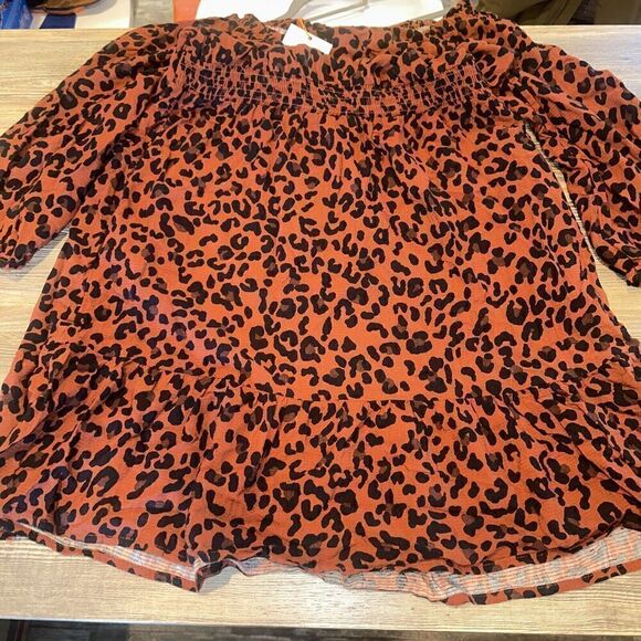 Women's Long Sleeve Smocked A-Line Dress - Knox Rose Leopard Print Medium. Y - Picture 5 of 6